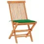 Set de bistró 3 pzas con cojines verdes madera maciza teca de vidaXL, Conjuntos de jardín - Ref: Foro24-3063230, Precio: 195,...