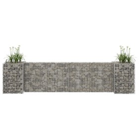 Jardinera de gaviones forma de H alambre de acero 260x40x60 cm en Macetas y jardineras | Comprar online en Foru.es
