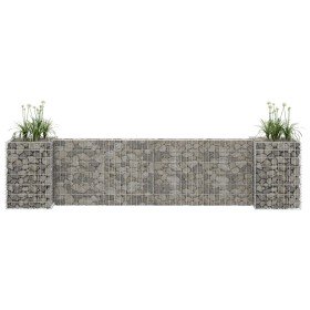 Jardinera de gaviones forma de H alambre de acero 260x40x60 cm en Macetas y jardineras | Comprar online en Foru.es