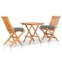 Set de bistró 3 pzas madera maciza de teca con cojines grises de vidaXL, Conjuntos de jardín - Ref: Foro24-3063241, Precio: 1...
