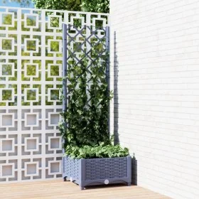 Jardinera con enrejado PP gris oscuro 40x40x121,5 cm de vidaXL, Maceteros y jardineras - Ref: Foro24-318248, Precio: 39,28 €,...