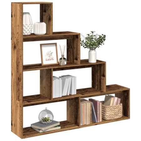 Librería divisora 4 niveles madera envejecida 143,5x29x143,5 cm en Librerías y estanterías | Comprar online en Foru.es