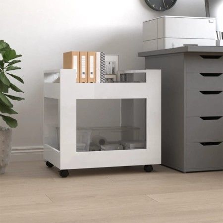 Carrito de escritorio contrachapada blanco brillo 60x45x60 cm de vidaXL, Carros e islas - Ref: Foro24-816602, Precio: 40,32 €...