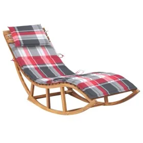 Tumbona mecedora con cojín madera maciza de teca de vidaXL, Tumbonas - Ref: Foro24-3063346, Precio: 345,10 €, Descuento: %