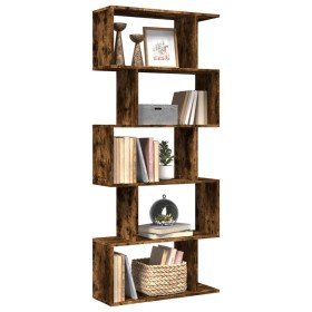 Librería divisora 5 niveles madera roble ahumado 70x24x161 cm en Librerías y estanterías | Comprar online en Foru.es