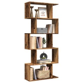 Librería divisora 5 niveles madera envejecida 70x24x161 cm en Librerías y estanterías | Comprar online en Foru.es