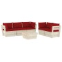 Muebles de jardín de palés 6 piezas y cojines madera de abeto de vidaXL, Conjuntos de jardín - Ref: Foro24-3063525, Precio: 5...