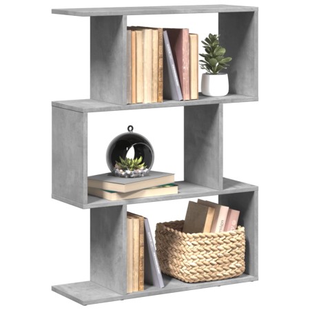 Librería divisora 3 niveles madera gris hormigón 70x24x97 cm en Librerías y estanterías | Comprar online en Foru.es