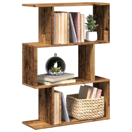 Librería divisora 3 niveles madera envejecida 70x24x97 cm en Librerías y estanterías | Comprar online en Foru.es