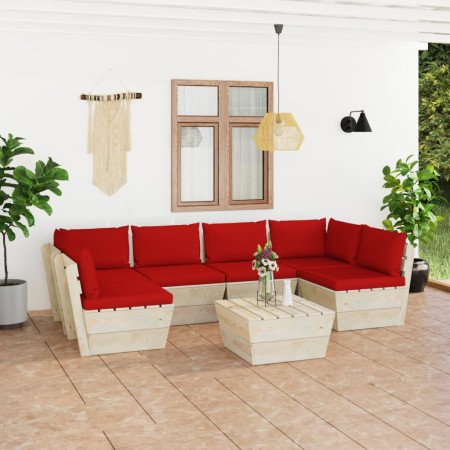Muebles de jardín de palets 7 piezas y cojines madera de abeto de vidaXL, Conjuntos de jardín - Ref: Foro24-3063594, Precio: ...