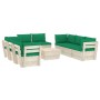 Muebles de jardín de palets 9 piezas y cojines madera de abeto de vidaXL, Conjuntos de jardín - Ref: Foro24-3063653, Precio: ...