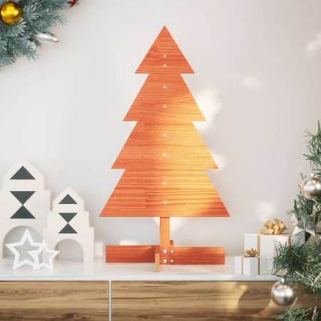 Árbol de Navidad de adorno madera maciza pino marrón cera 80 cm en Decoración Festiva y Estacional | Comprar online en Foru.es