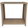 Mesita de ratán sintético beige y superficie de vidrio templado de vidaXL, Mesas de jardín - Ref: Foro24-319561, Precio: 52,5...