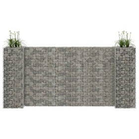 Jardinera de gaviones forma de H alambre de acero 260x40x120 cm en Macetas y jardineras | Comprar online en Foru.es