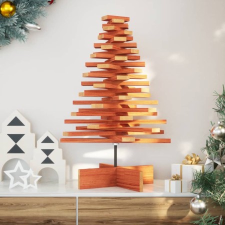 Árbol de Navidad de adorno madera maciza pino marrón cera 80 cm en Decoración Festiva y Estacional | Comprar online en Foru.es