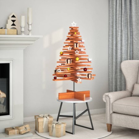 Árbol Navidad de adorno madera maciza pino marrón cera 100 cm en Decoración Festiva y Estacional | Comprar online en Foru.es