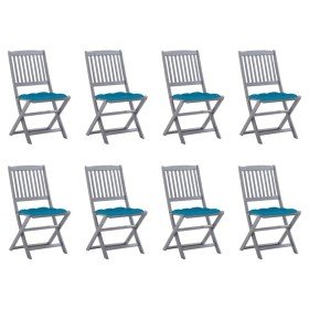 Sillas de jardín plegables 8 uds y cojines madera maciza acacia en Sillas de jardín | Comprar online en Foru.es