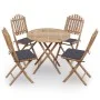 Set de comedor exterior plegable 5 piezas con cojines bambú de vidaXL, Conjuntos de jardín - Ref: Foro24-3063960, Precio: 269...