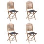 Set de comedor exterior plegable 5 piezas con cojines bambú de vidaXL, Conjuntos de jardín - Ref: Foro24-3063960, Precio: 278...