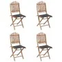 Set de comedor exterior plegable 5 piezas con cojines bambú de vidaXL, Conjuntos de jardín - Ref: Foro24-3063960, Precio: 269...
