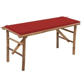Banco de jardín plegable con cojín bambú 118 cm de vidaXL, Bancos de jardín - Ref: Foro24-3063855, Precio: 73,73 €, Descuento: %