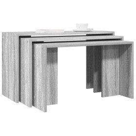 Mesas apilables 3 piezas madera contrachapada gris Sonoma en Mesas auxiliares | Comprar online en Foru.es