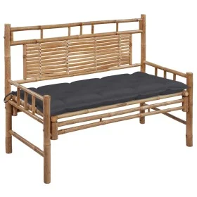 Banco de jardín con cojín bambú 120 cm de vidaXL, Bancos de jardín - Ref: Foro24-3063891, Precio: 144,20 €, Descuento: %