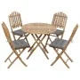 Set de comedor de jardín plegable 5 piezas con cojines bambú de vidaXL, Conjuntos de jardín - Ref: Foro24-3063976, Precio: 26...