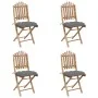Set de comedor de jardín plegable 5 piezas con cojines bambú de vidaXL, Conjuntos de jardín - Ref: Foro24-3063976, Precio: 26...