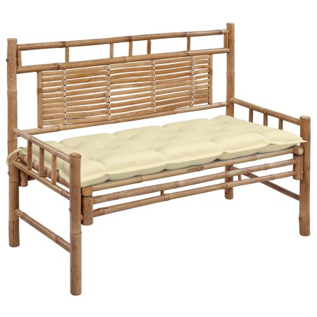 Banco de jardín con cojín bambú 120 cm de vidaXL, Bancos de jardín - Ref: Foro24-3063893, Precio: 154,42 €, Descuento: %