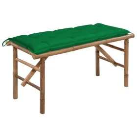 Banco de jardín plegable con cojín bambú 118 cm de vidaXL, Bancos de jardín - Ref: Foro24-3063869, Precio: 83,89 €, Descuento: %