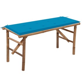 Banco de jardín plegable con cojín bambú 118 cm de vidaXL, Bancos de jardín - Ref: Foro24-3063853, Precio: 83,64 €, Descuento: %