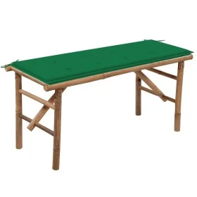 Banco de jardín plegable con cojín bambú 118 cm de vidaXL, Bancos de jardín - Ref: Foro24-3063854, Precio: 80,92 €, Descuento: %