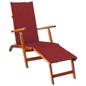 Tumbona de jardín con reposapiés y cojín madera maciza acacia de vidaXL, Tumbonas - Ref: Foro24-3064023, Precio: 136,58 €, De...