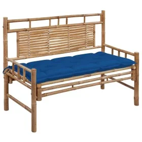Banco de jardín con cojín bambú 120 cm de vidaXL, Bancos de jardín - Ref: Foro24-3063901, Precio: 134,96 €, Descuento: %