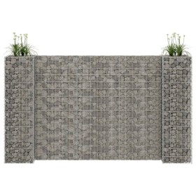 Jardinera de gaviones forma de H alambre de acero 260x40x150 cm en Macetas y jardineras | Comprar online en Foru.es