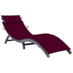 Lounger with solid gray acacia wood cushion by vidaXL, Loungers - Ref: Foro24-3064053, Price: 141,68 €, Discount: %