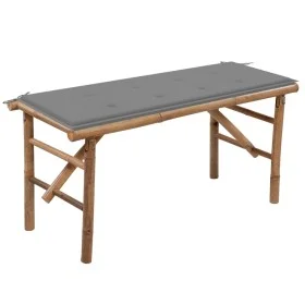 Banco de jardín plegable con cojín bambú 118 cm de vidaXL, Bancos de jardín - Ref: Foro24-3063850, Precio: 83,07 €, Descuento: %