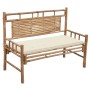 Banco de jardín con cojín bambú 120 cm de vidaXL, Bancos de jardín - Ref: Foro24-3063878, Precio: 148,70 €, Descuento: %