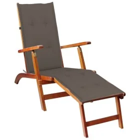 Tumbona de jardín con reposapiés y cojín madera maciza acacia de vidaXL, Tumbonas - Ref: Foro24-3064022, Precio: 146,54 €, De...