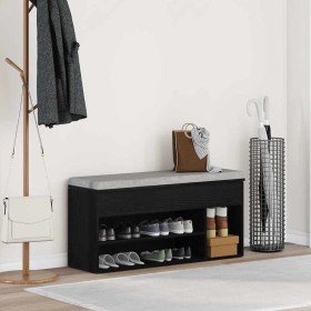 Banco zapatero roble negro 102x30,5x45 cm madera de ingeniería en Zapateros y organizadores de calzado | Comprar online en Foru.