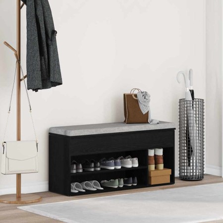 Banco zapatero roble negro 102x30,5x45 cm madera de ingeniería en Zapateros y organizadores de calzado | Comprar online en Foru.