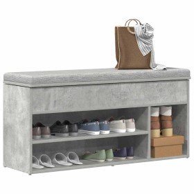 Banco zapatero madera de ingeniería gris hormigón 102x30,5x45cm en Zapateros y organizadores de calzado | Comprar online en Foru