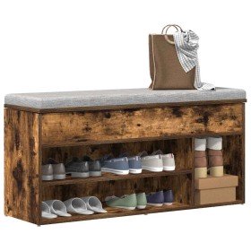 Banco zapatero madera de ingeniería roble ahumado 102x30,5x45cm en Zapateros y organizadores de calzado | Comprar online en Foru