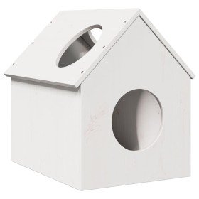 Casa para gatos madera maciza pino blanca 41x50x50 cm en Mobiliario para gatos | Comprar online en Foru.es