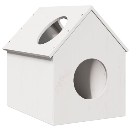 Casa para gatos madera maciza pino blanca 41x50x50 cm en Mobiliario para gatos | Comprar online en Foru.es