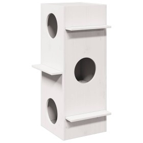 Casa para gatos madera maciza pino blanca 43x43x90 cm en Mobiliario para gatos | Comprar online en Foru.es