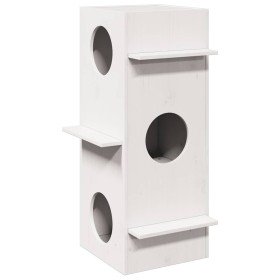 Casa para gatos madera maciza pino blanca 43x43x90 cm en Mobiliario para gatos | Comprar online en Foru.es