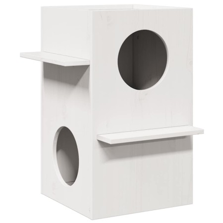 Casa para gatos madera maciza pino blanca 43x43x60 cm en Mobiliario para gatos | Comprar online en Foru.es