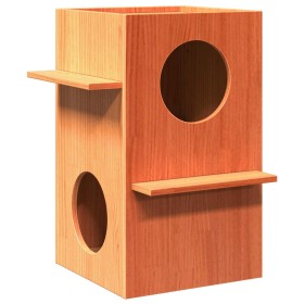 Casa para gatos cera marrón 43x43x60 cm madera maciza pino en Mobiliario para gatos | Comprar online en Foru.es